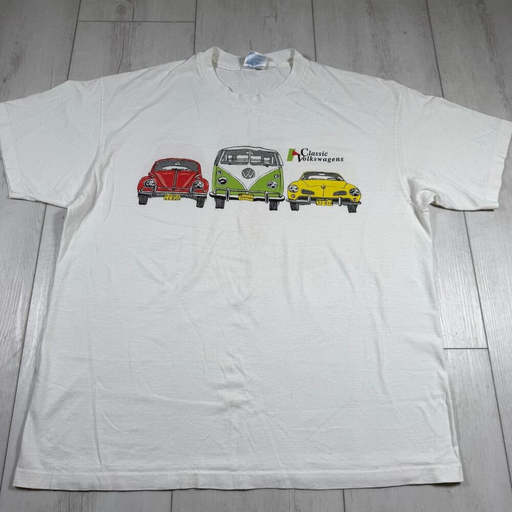 Volkswagen VW Bug Bus Graphic T Shirt Beetle Logo Mens XXl White 1993